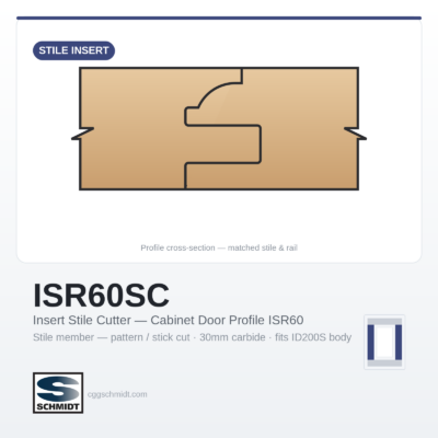 Schmidt Stile Insert — Cabinet Door Profile ISR60, 30mm Carbide
