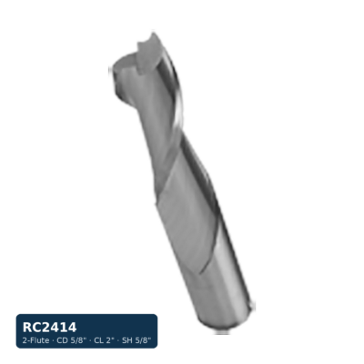 Solid Carbide Spiral Bit, 2-Flute — CD 5/8" · CL 2" · SH 5/8" · OAL 4"