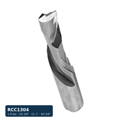 Solid Carbide Compression Spiral Bit, 1-Flute — CD 3/8" · CL 1" · SH 3/8" · OAL 3"