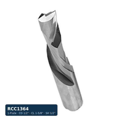 Solid Carbide Compression Spiral Bit, 1-Flute — CD 1/2" · CL 1-5/8" · SH 1/2" · OAL 3-1/2"