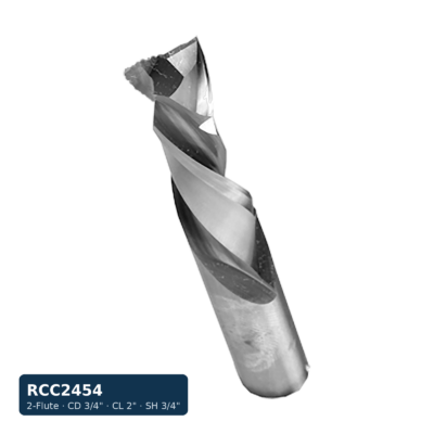 Solid Carbide Compression Spiral Bit, 2-Flute — CD 3/4" · CL 2" · SH 3/4" · OAL 4"