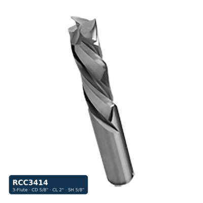 Solid Carbide Compression Spiral Bit, 3-Flute — CD 5/8" · CL 2" · SH 5/8" · OAL 4"