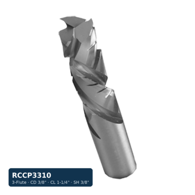 Solid Carbide Compression Chipbreaker Spiral Bit, 3-Flute — CD 3/8" · CL 1-1/4" · SH 3/8" · OAL 3"