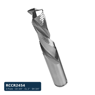 Solid Carbide Compression Rougher Spiral Bit, 2-Flute — CD 3/4" · CL 2" · SH 3/4" · OAL 4"
