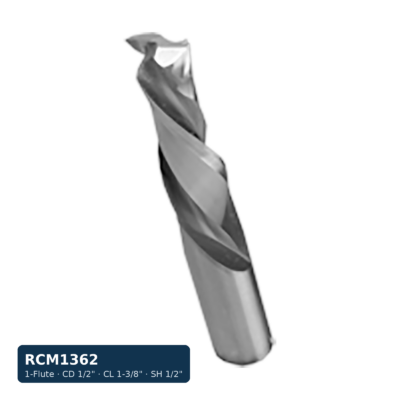 Solid Carbide Mortise Compression Bit, 1-Flute — CD 1/2" · CL 1-3/8" · SH 1/2" · OAL 3-1/2"