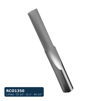 Solid Carbide O-Flute Straight Bit, 1-Flute — CD 1/2" · CL 1" · SH 1/2" · OAL 3"