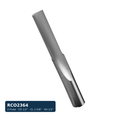Solid Carbide O-Flute Straight Bit, 2-Flute — CD 1/2" · CL 1-5/8" · SH 1/2" · OAL 3-1/2"
