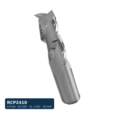 Solid Carbide Chipbreaker Spiral Bit, 2-Flute — CD 5/8" · CL 1-5/8" · SH 5/8" · OAL 3-1/2"