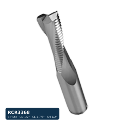 Solid Carbide Rougher Spiral Bit, 3-Flute — CD 1/2" · CL 1-7/8" · SH 1/2"