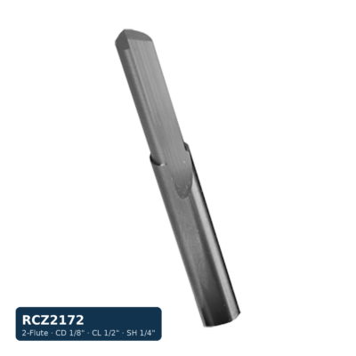 Solid Carbide Z-Flute Straight Bit, 2-Flute — CD 1/8" · CL 1/2" · SH 1/4" · OAL 2"