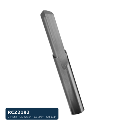 Solid Carbide Z-Flute Straight Bit, 2-Flute — CD 5/32" · CL 3/8" · SH 1/4" · OAL 2"