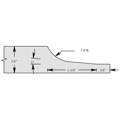 Panel Raising Cutter — 6" Dia × 1-1/4" Bore, 3/4" Panel, 1/2" Raise, 3/4"R Radius + 5° Bevel, C-3 Carbide, 3-Wing