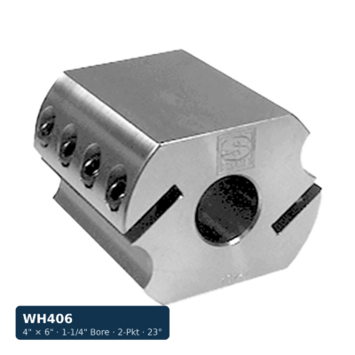 4 in. OD x 6 in. CB Knife Head, 2-Pocket, 23° Hook, 1-1/4 in. Bore — Williams & Hussey